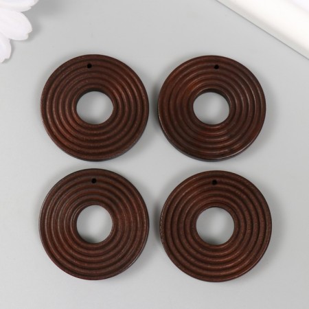 Decor for creativity wood "circles" dark brown 4x4x0.5 cm-2
