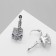 Earrings "Zirconium" mini, square, white color in silver