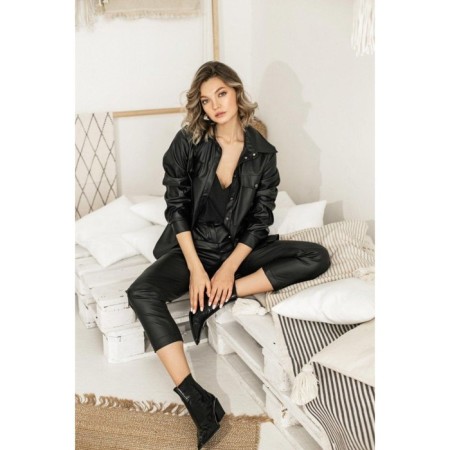 Artificial leather pants with high planting, size 50-4