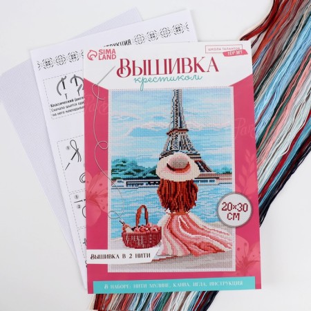 Cross -stitch "Picnic in Paris", a set for creativity, 30 x 20 cm-1