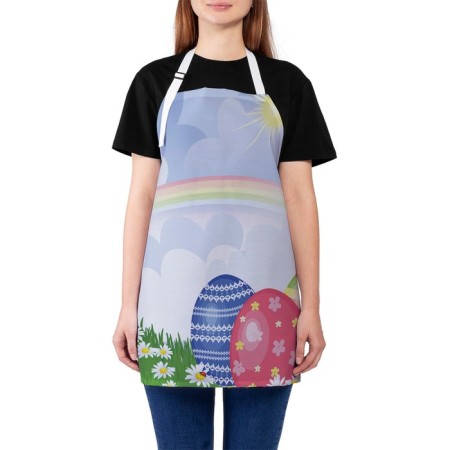 Apron kitchen with a photo print "Rainbow over meadow", adjustable, size OS