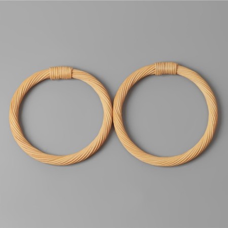 Handles for the bag are wooden, wicker, d = 10.2 / 12.5 cm, 2 pcs, beige color-2