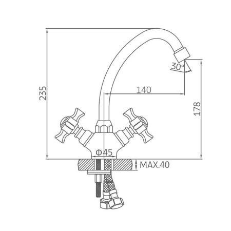 ACCOONA A5670 kitchen mixer, two -wound, brass, chrome-3