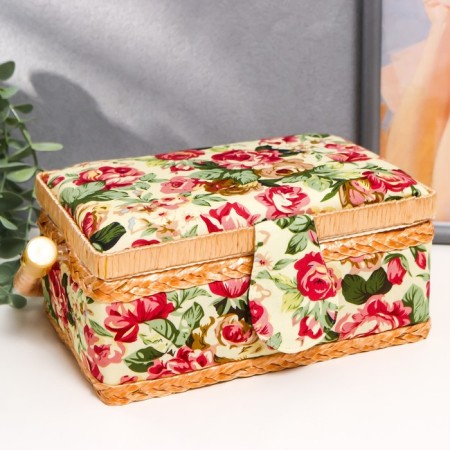 Casket for needlework "Pink buds" 10x13x19.5 cm