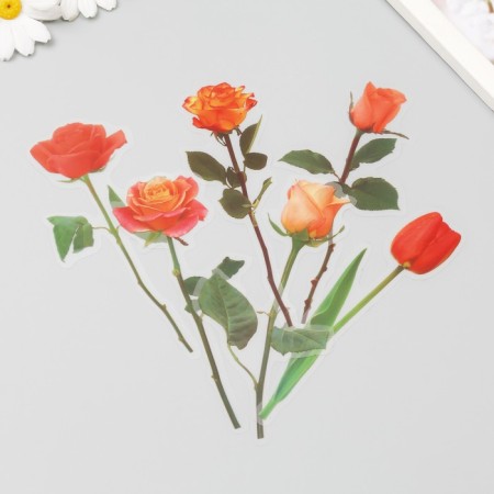 Plastic stickers "Flowers and quotes. Yellow-orange" set 12 pcs 8.5x21.5x0.2 cm