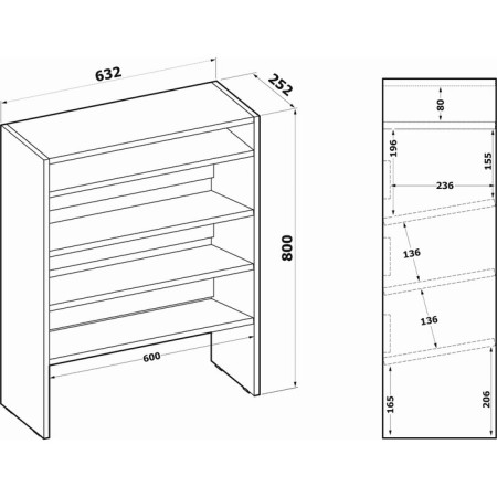 Tumbing for shoes "To-32", 632 × 252 × 800 mm, color white shag.-2