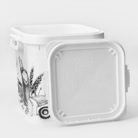 Container for flour and sugar, 25 l, decor, white color-2