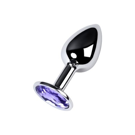 Anal plug with the Toyfa Metal rhinestone, silver, amethyst, 7 cm, d = 2.8 cm-1