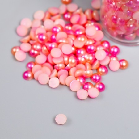 Decor "Semiobusins ​​and rhinestones. Pink-cream gradient" d = 4 mm 10g 200 pcs 5x2.5 cm, mix-4