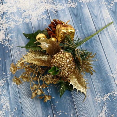 Decor "Winter Dreams" Gift apple in Bisser gold, 15 cm