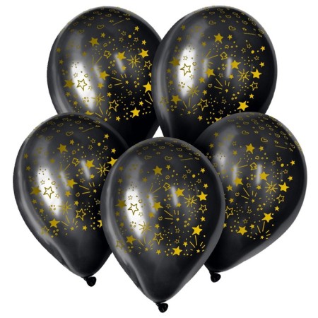 Latex ball 12 "Star rain.", Pastel, set of 50 pcs., Black color-2