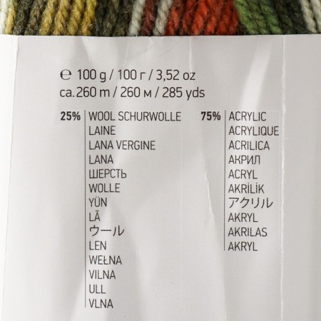 Yarn "Crazy Color" 25% wool, 75% acrylic 260m/100g (163 print)-3