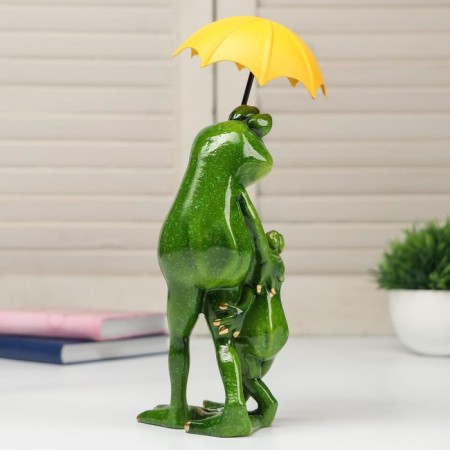 Souvenir Polystone Lak "Frog with a son under an umbrella" 22.5x9x11 cm-3
