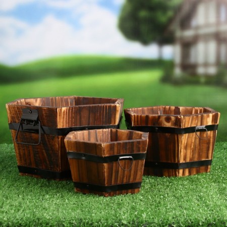 Set of wooden caspoons, 6 coal 19x16x13cm
