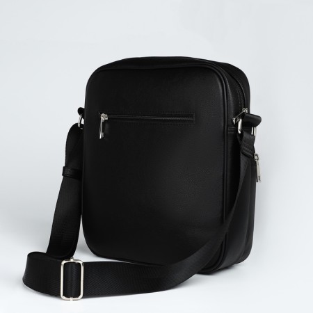 Male bag over the shoulder, Textura, artificial leather, black color-2