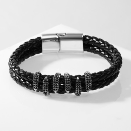 Bracelet Skin "Claws" 2 threads, silver-black color, 21 cm-1