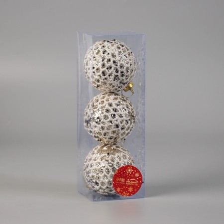 Set of balls plastic D-8 cm, 3 pcs "Thiago" white-1