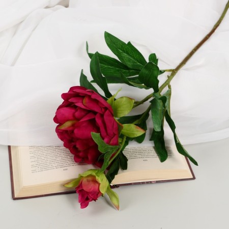 Artificial flowers "duo peony" 12x60 cm, burgundy