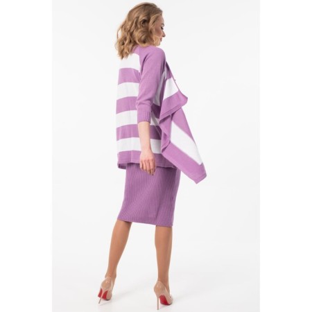 Cardigan female, size 46, lilac color, white-6