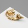 Brooch "Snowstep flower" with bead, white-green color in gold