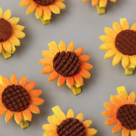 Decor for creativity wood, felt "clothespin. Sunflower" set 10 pcs 1.5x2.5x2.8 cm-1
