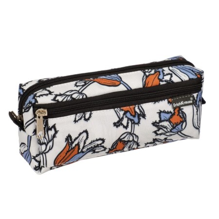 Penal soft, 2 compartments, voluminous, 100 x 210 x 50 mm, Erich Krause, Tulips, White 53949