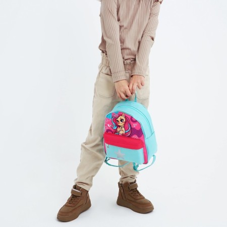 Bulk textile backpack with pocket "Magic Horse", a reflector. Elements, 27x23 x 10 cm-6