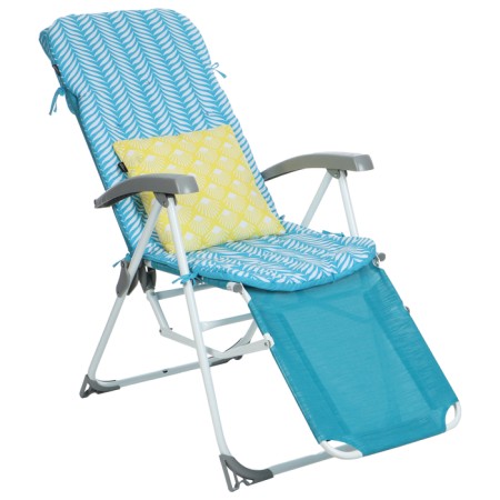 Stezlong chair with mattress and decorative pillow, turquoise color-6