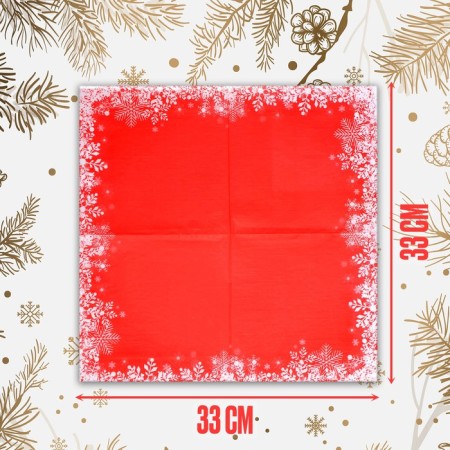 Paper napkins "Snowflakes on red", 33x33 cm, set 20 pcs.-1