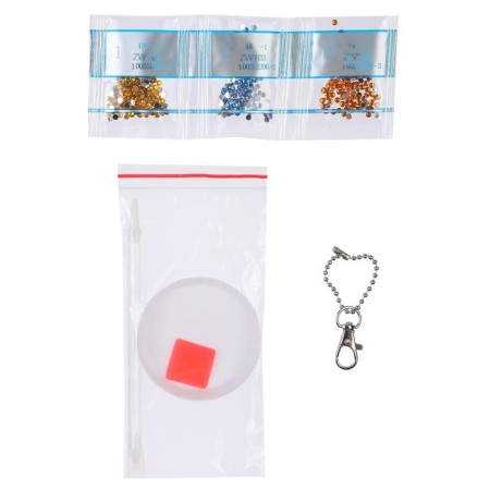 Diamond mosaic on a key fob, 5.2x7.8 cm, cold heart-9