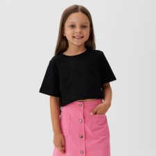 Футболка детская укороченная KAFTAN "Basic line", р. 32 (110-116 см), черный