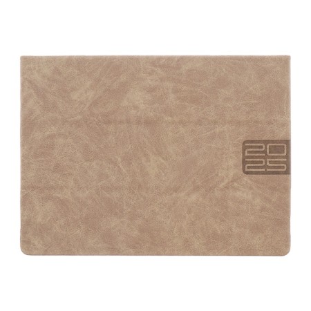Dated 2025 planning, 250 x 190 mm, 54 sheets, gluing, Escalada, hard -leather cover, pancake embossing, tinted block 70 g/m2, beige beige.-1