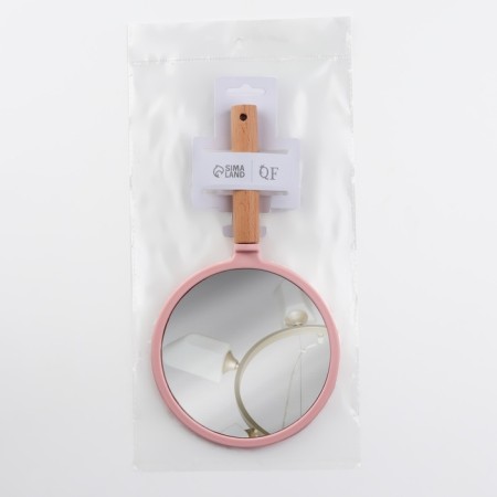Mirror with a handle, D mirror surface 12 cm, pink color-5