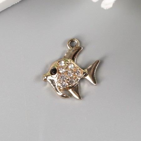 Decor for creativity metal, rhinestones "fish" gold 1.9x1.8 cm-1