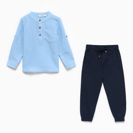 Kit for children (longshit/trousers), blue color, height 98cm-5
