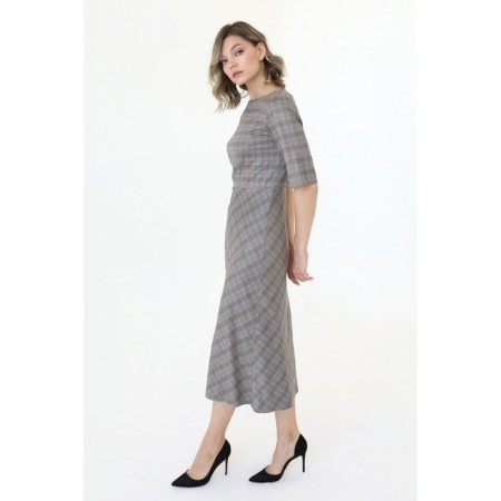 The dress fitted from artificial suede, size 44-1