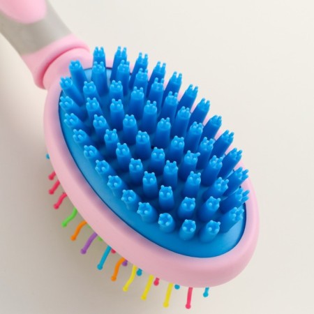 Bilateral brush - comb with wavy teeth, middle, 6 x 19 cm, pink-3