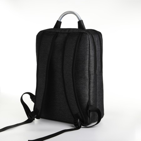 City backpack on a zipper, 2 pockets, with USB, black color-3
