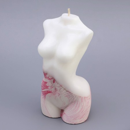 Figure candle on concrete "Women's silhouette", 15x7 cm, pink-2