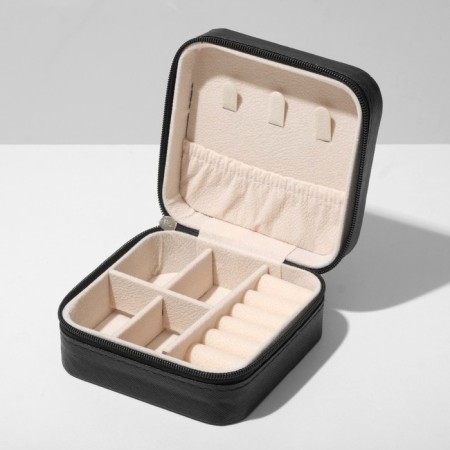 Organizer for storage of jewelry "Portable box", 10.5 × 10.5 × 5cm, black color black-1