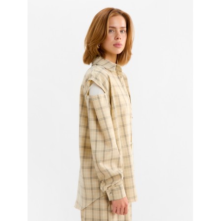 Women's shirt minku: casual collection beige color in cage, river 44-2
