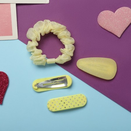 Hair set "Toliman" (1 elastic band-6 cm, 3 invisible- 5 cm) yellow-2
