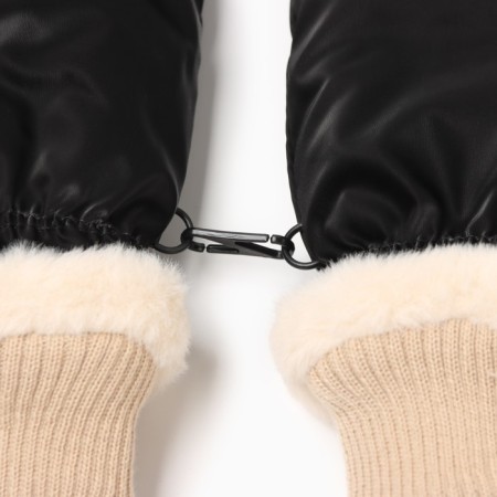 Women's mittens minku, black color, 25 cm-3