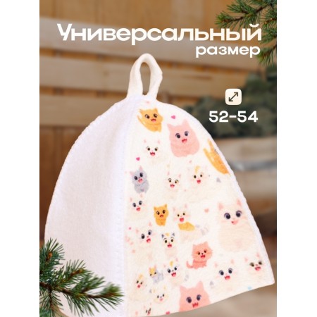 Bath cap with children's print "Kitty muzzles"-2