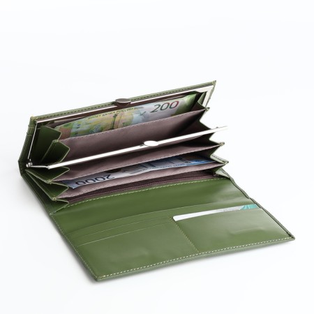Women's wallet on magnet, green color-3