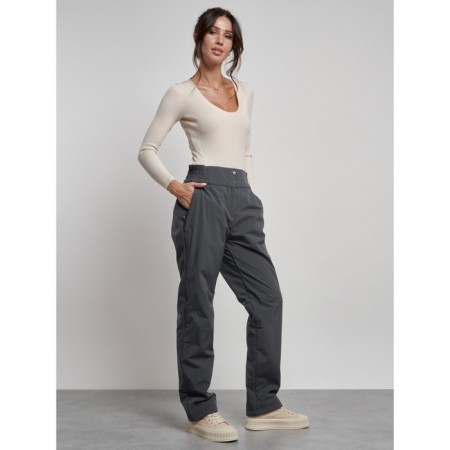 Warmed female trousers, size 42, gray color-2