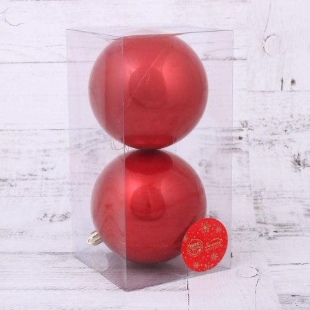 Set of balls plastic D-10 cm, 2 pcs "gloss" red-1