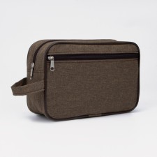 Lightning cosmetic bag, external pocket, brown color