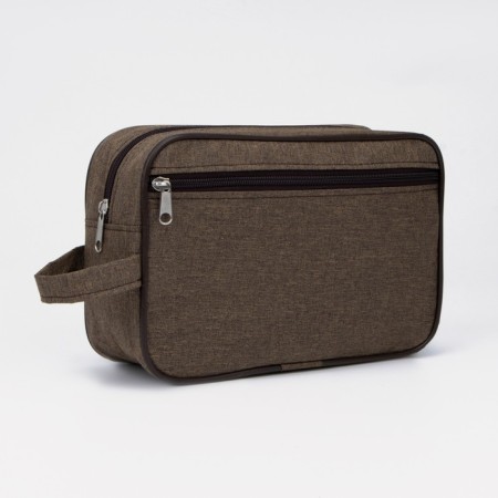 Lightning cosmetic bag, external pocket, brown color