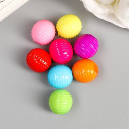 Beads for creativity plastic "Ribbed" set of 30 pcs 1.2x1.2 cm